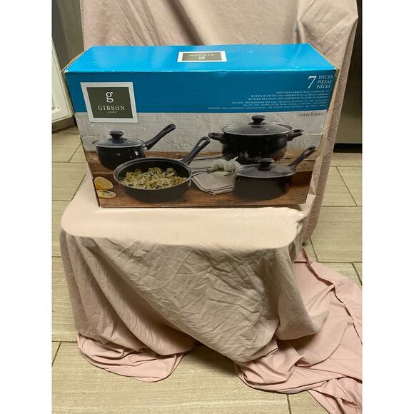 Gibson Home Casselman 7 piece Cookware Set in Black with Bakelite Handle - Picture 1 of 2